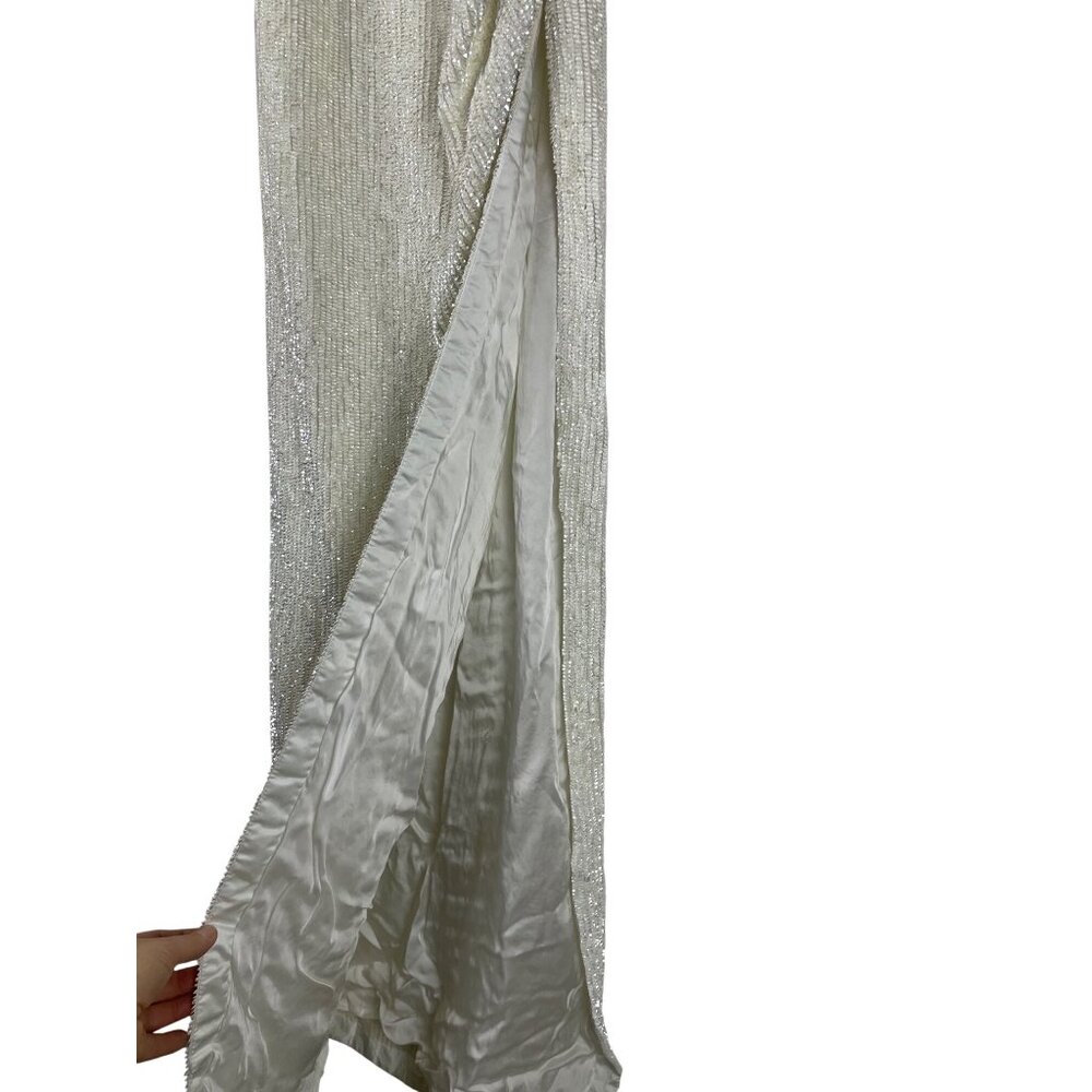 Retrofete Katya Sequin Side Slit Cowl Evening Bridal Gown Womens Medium Moonglow - Picture 6 of 13